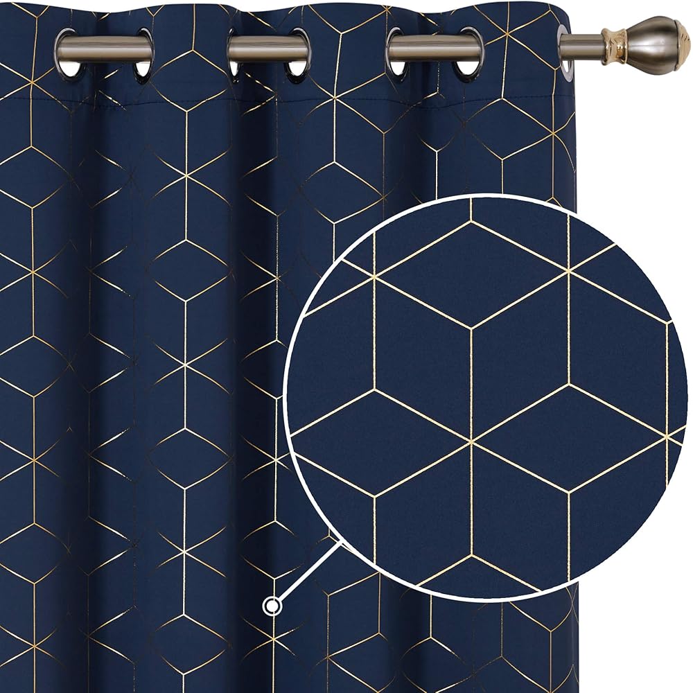 Deconovo Lot de 2 Rideaux Occultants Rideaux Chambre Fille Thermique Anti Froid Isolant avec Oeillets Bleu Marine 132x229cm : Cuisine et Maison