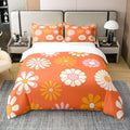 Homemissing 60s 70s Groovy 100% Coton Housse de Couette 220x240cm Vintage Hippie Fleurs Literie Vintage bohème Plantes Fleurs Parure de lit Coton Housse de Couette Blossom Orange Literie Ensemble : Cuisine et Maison