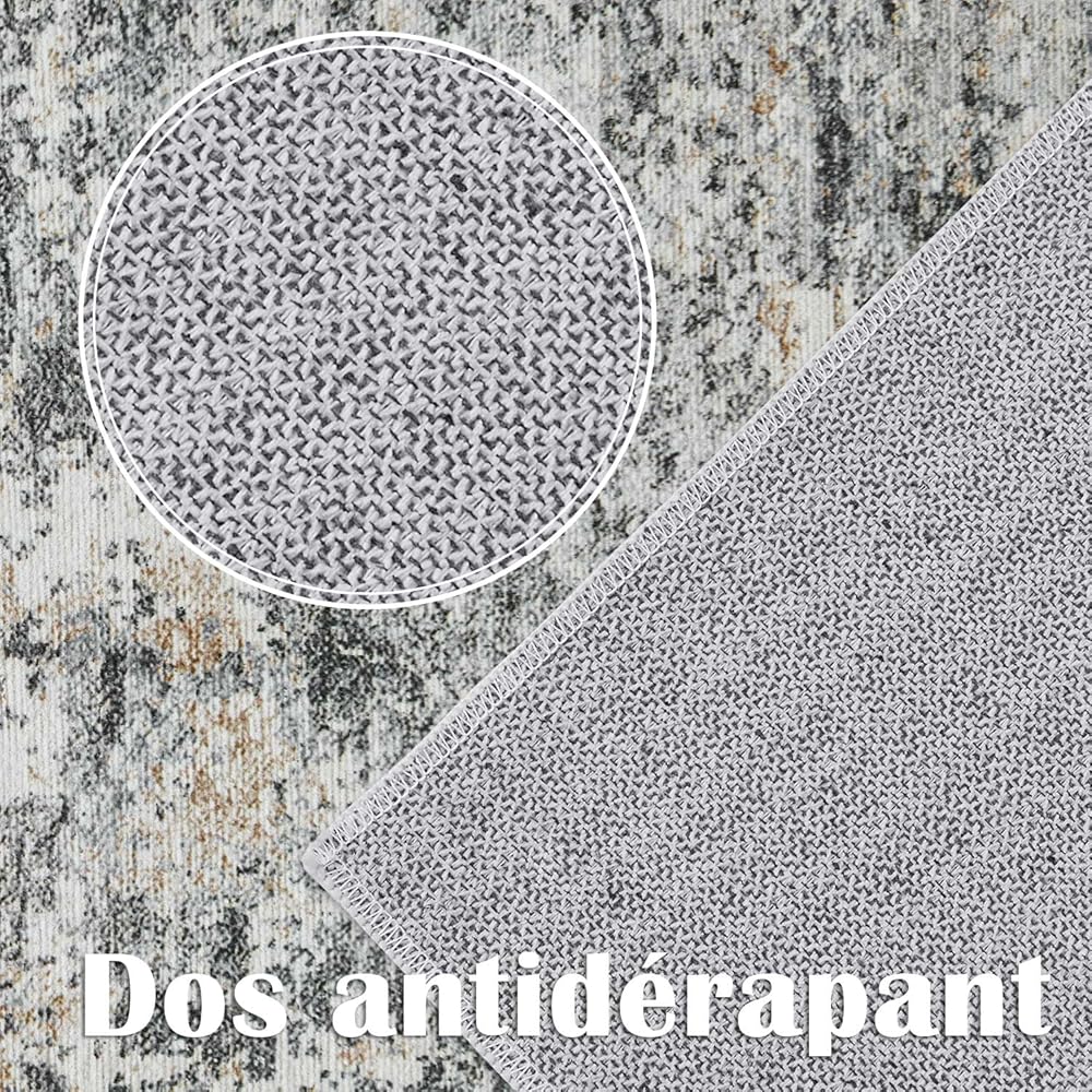TOPICK Tapis à imprimé multiple - Lavable - Moderne - Super fin - Pliable - Tapis de cuisine, de sol et de bureau - 90 x 150 cm - Gris : Cuisine et Maison