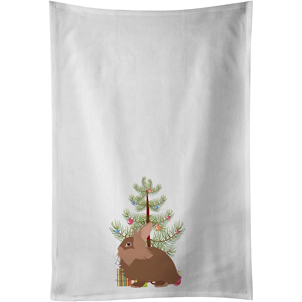 Caroline's Treasures Lot de 2 torchons de Cuisine Motif Lapin Lion de Noël Blanc : Caroline's Treasures: Cuisine et Maison