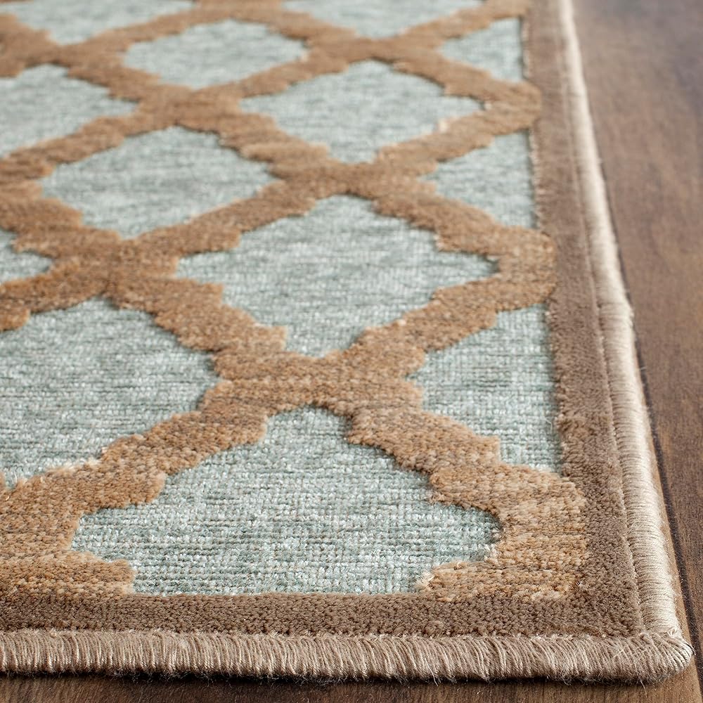 SAFAVIEH Tapis Traditionnel Pour Salon, Salle à manger, Chambre à coucher - Paradise Collection, Tapis à poil court, Mousse et Aqua, 66 X 244 cm : Cuisine et Maison