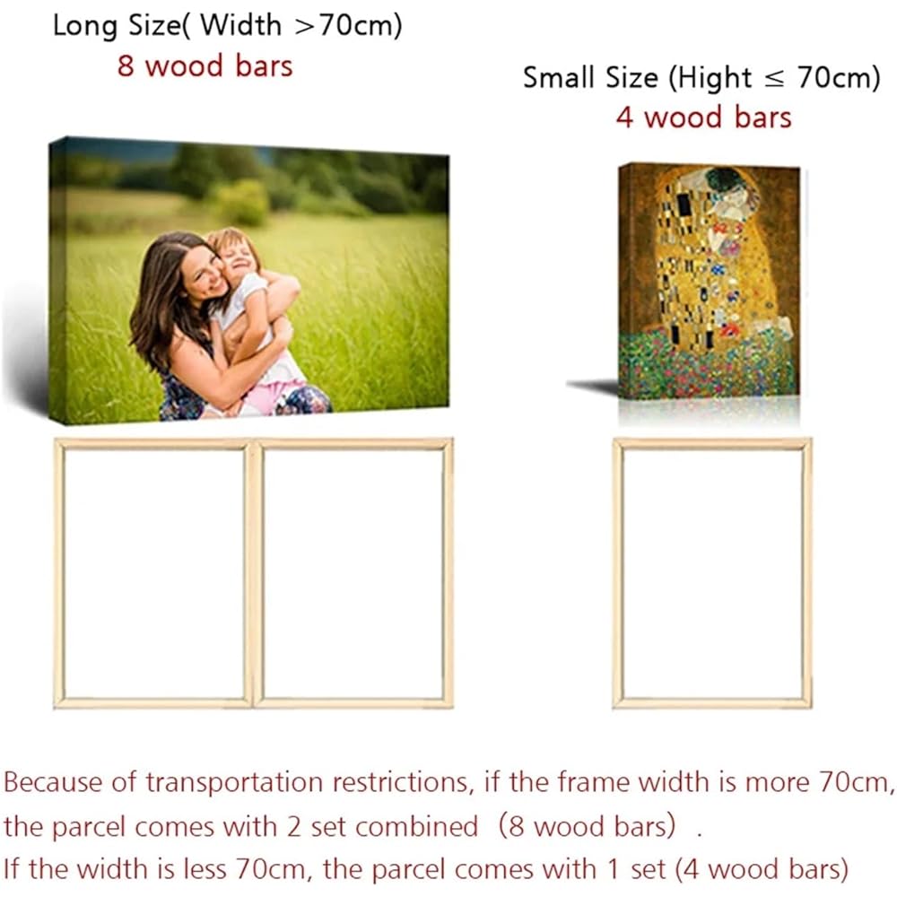 LMDO Cadre sur toile en bois à faire soi-même, accessoires pour impression murale, décoration d'intérieur (largeur 140 cm x 2), hauteur 70 cm : Cuisine et Maison