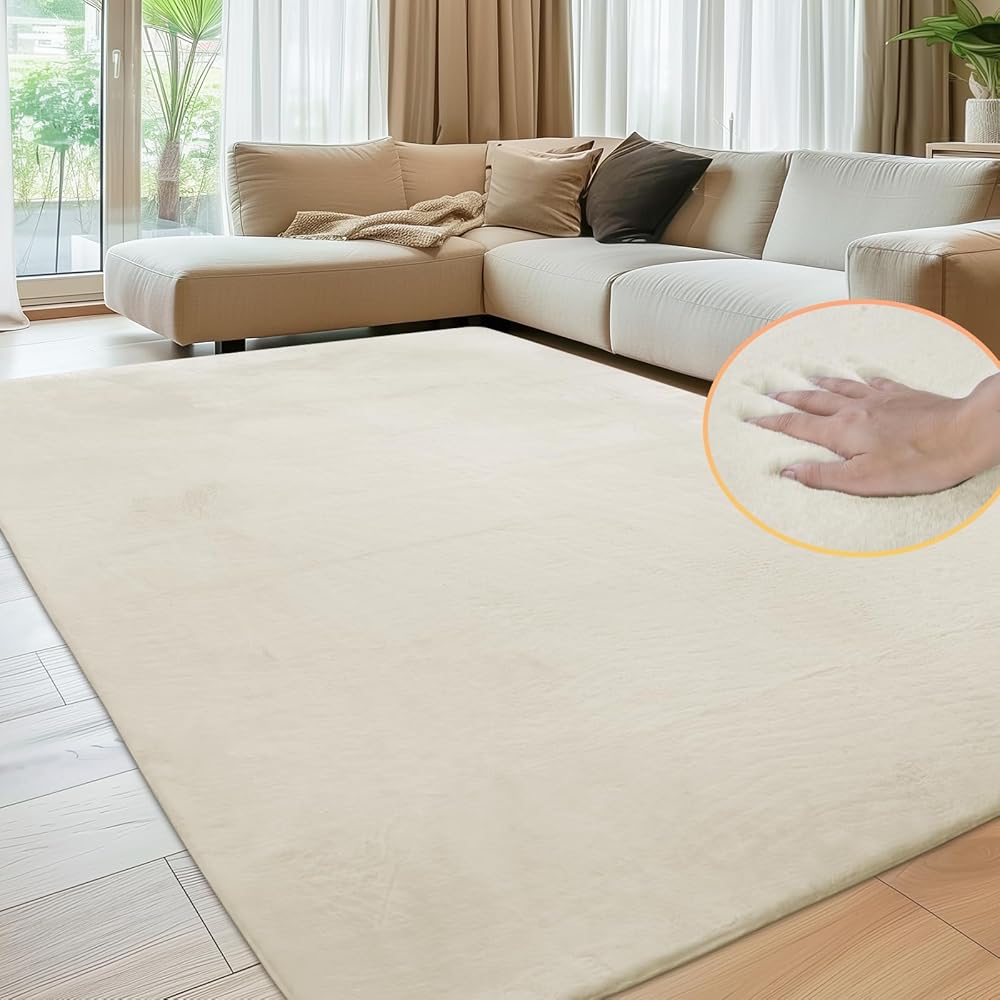 Sour Lemon Tapis doux de salon, lisse, en fourrure de lapin, à poils courts, antidérapant, moderne, antidérapant, pour chambre à coucher, décoration d'intérieur luxueuse, surface moelleuse, 160 x 230 : Cuisine et Maison