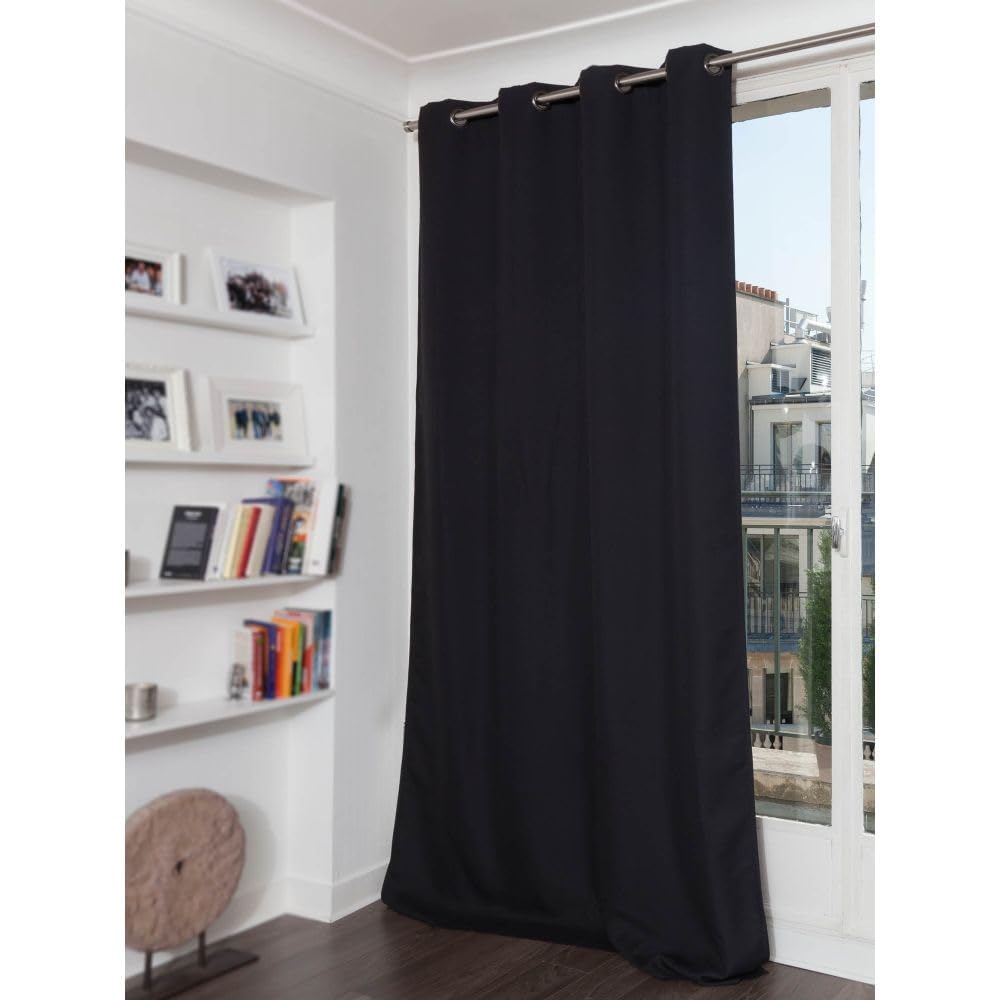 Moondream DecibelControl™ Rideau Anti-Bruit 3en1 | Isolation Phonique | Thermique Hiver+Été | 100% Occultant | Technologie Brevetée | Fabrication UE | Oeillets | Noir MC710 | 140L x 260H cm : Cuisine et Maison
