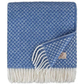 Linen &amp; Cotton Couverture en Laine Douce de Qualite Sofia avec Franges - 100% Pure Laine de Nouvelle-Zélande, Bleu (130 x 170 cm) Plaid Canape Femme Homme en Laine Vierge Décoration de Votre Chambre : Cuisine et Maison