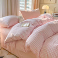 Nyescasa Housse de Couette 240x260 Rose et Blanc à Carreaux Vichy Moderne Parure de lit Adulte 2 Personnes en Microfibre Sets de Housses de Couettes avec Fermeture Éclair et 2 Taies d'oreiller 65x65cm : Cuisine et Maison