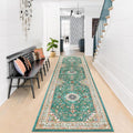 Enyhom Tapis de couloir extra long, vintage, antidérapant, lavable, pour couloir, entrée, buanderie, chambre à coucher, 80 x 300 cm, vert : Cuisine et Maison