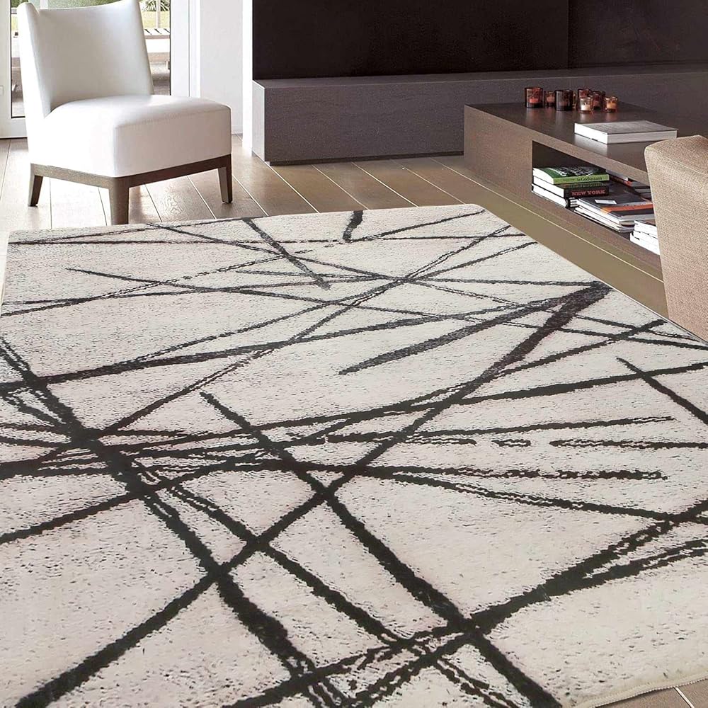 Leesentec Tapis Salon Chambre Artistique Bohème Unique Doux Tapis À Poils Ras Chic Vintage en Détresse Oriental Tapis Tapis De Chambre (Beige, 160x200cm) : Cuisine et Maison