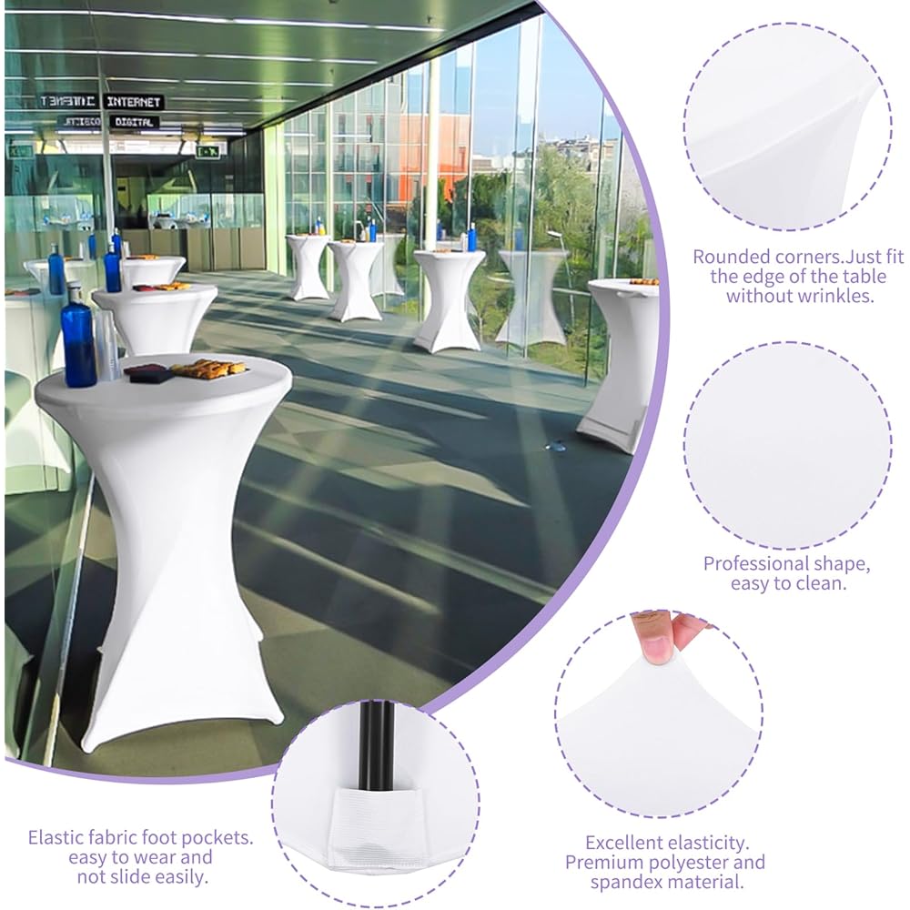 Lot de 8 housses de table debout extensibles en élasthanne, 80 cm, pour table ronde, mariage, fête d'anniversaire, banquet, bar, comptoir : Cuisine et Maison