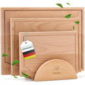 DIEMKER Lot de 3 planches à découper de qualité supérieure en hêtre robuste - Avec rainure à jus et support de planche - Planches en bois de hêtre massif de 2 cm d'épaisseur - 40 x 30, 33 x 25, 27 x : Cuisine et Maison
