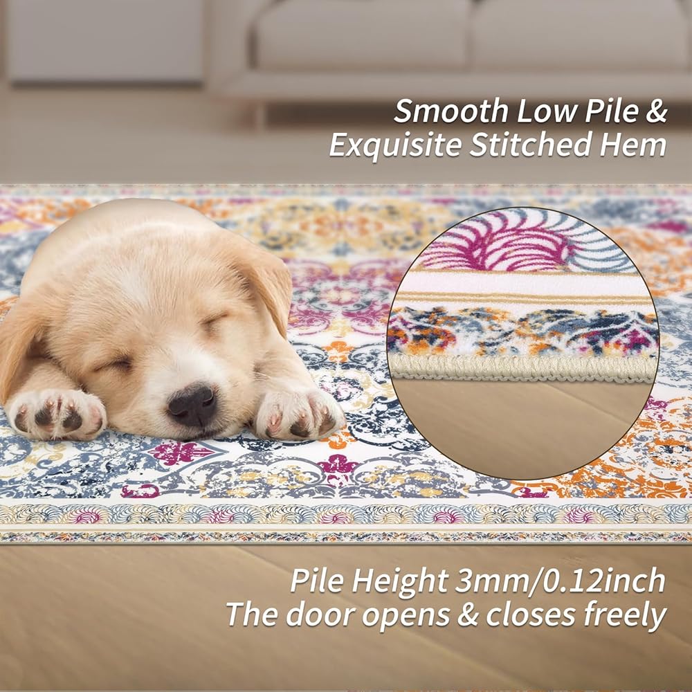 Enyhom Tapis de couloir, extra long, antidérapant, lavable en machine, pour salon, entrée, buanderie (coloré, 160 x 230 cm) : Cuisine et Maison