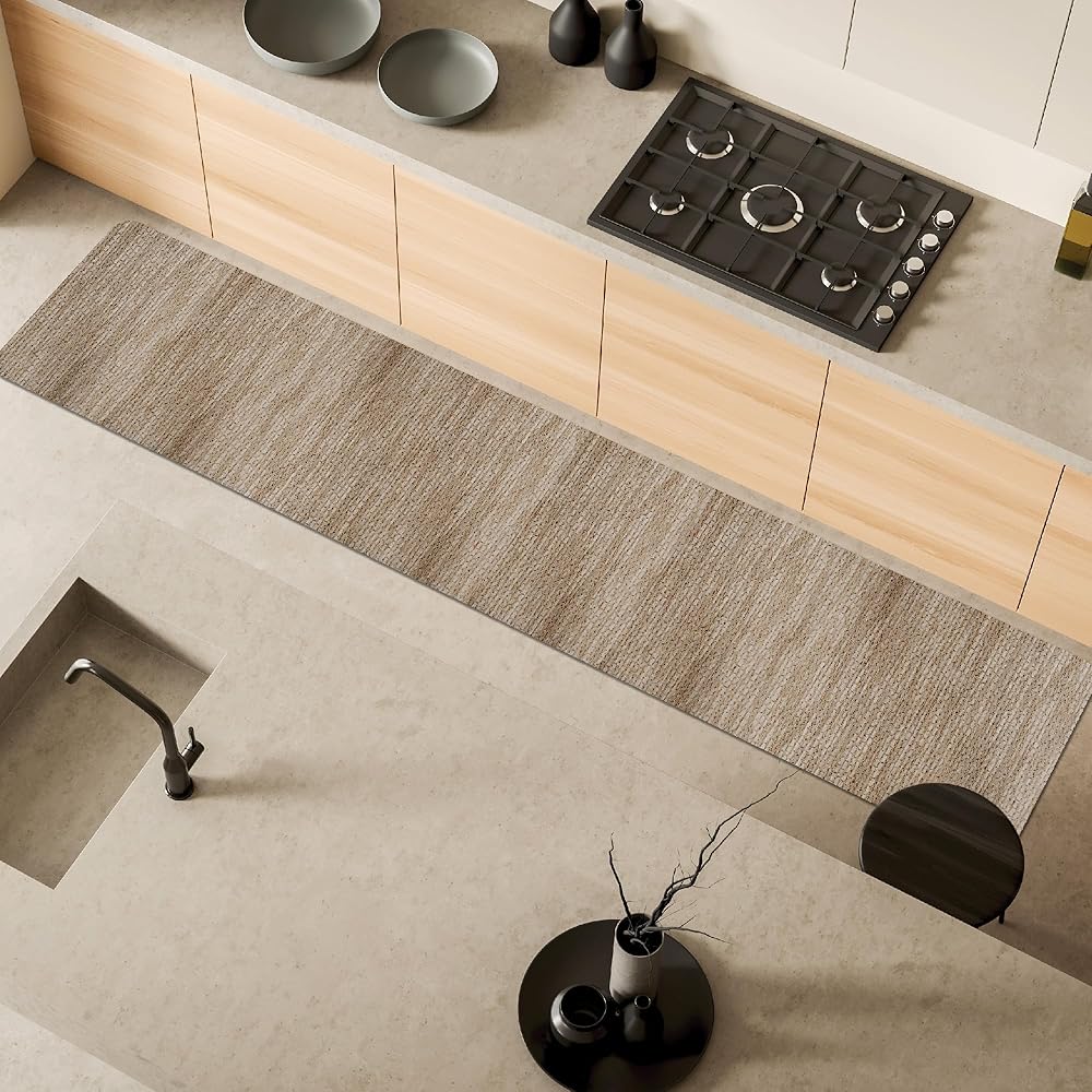 Comart, Nancy Tapis de Cuisine, Couloir et mobilier, antidérapant, en Chenille, Bord Anti-défilement, Doux, résistant, Lavable en Machine, fabriqué en Italie, Couleur Taupe 50 x 270 cm : Cuisine et Maison