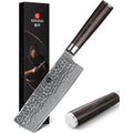 XINZUO 17cm Couteau Nakiri Acier Damas, Couteau à Légumes Chef en 10Cr15CoMoV Acier Damas, Professionnel Finition Martelée Lames Bien Tranchantes avec Poignée en Bois de Pakka -He Série : Cuisine et Maison