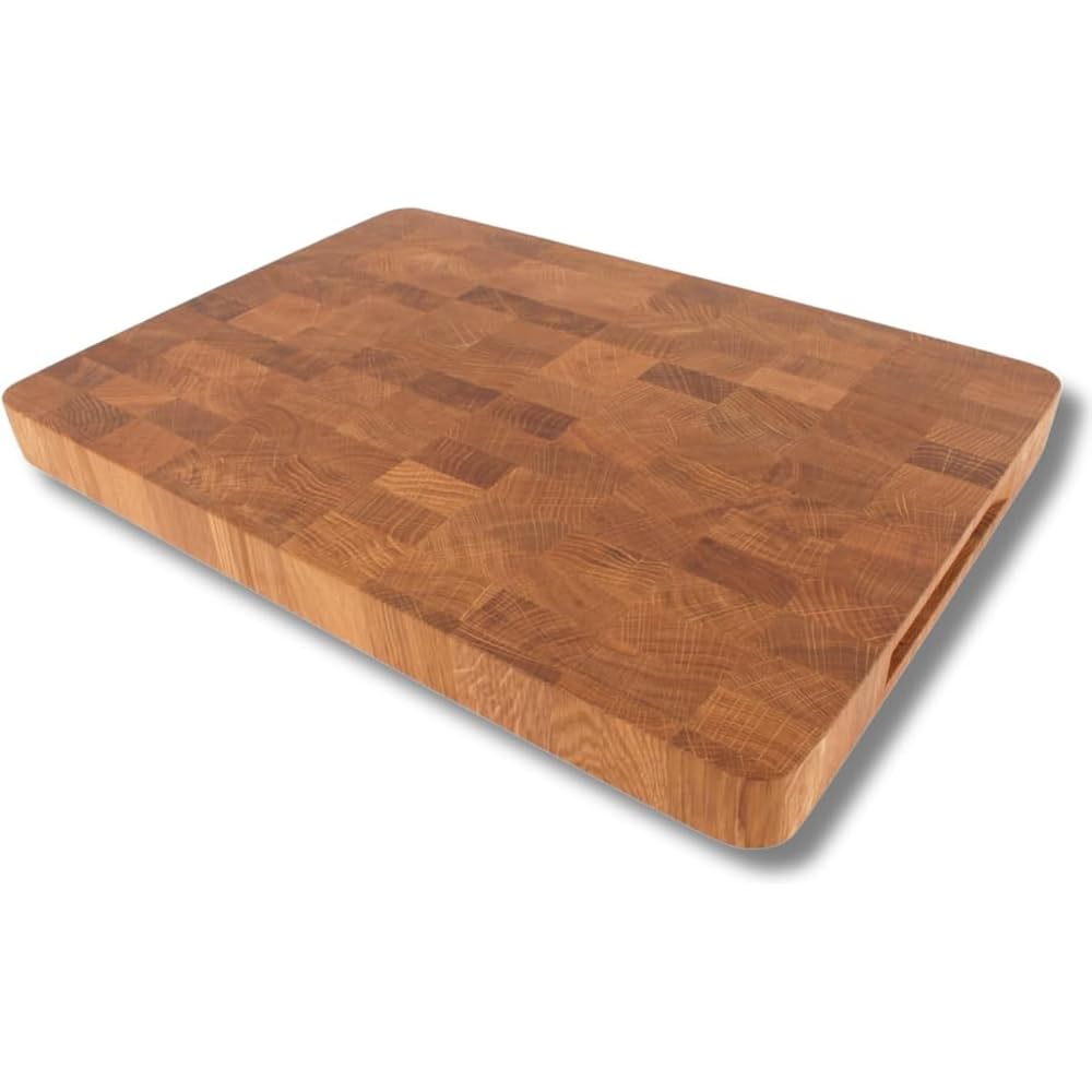 efo Planche à découper XXL en bois de bout - Grande planche à découper en bois de chêne - Planche à découper double face - Poignées pratiques - Planche à découper en bois - Coins arrondis - 50 x 35 x : Cuisine et Maison