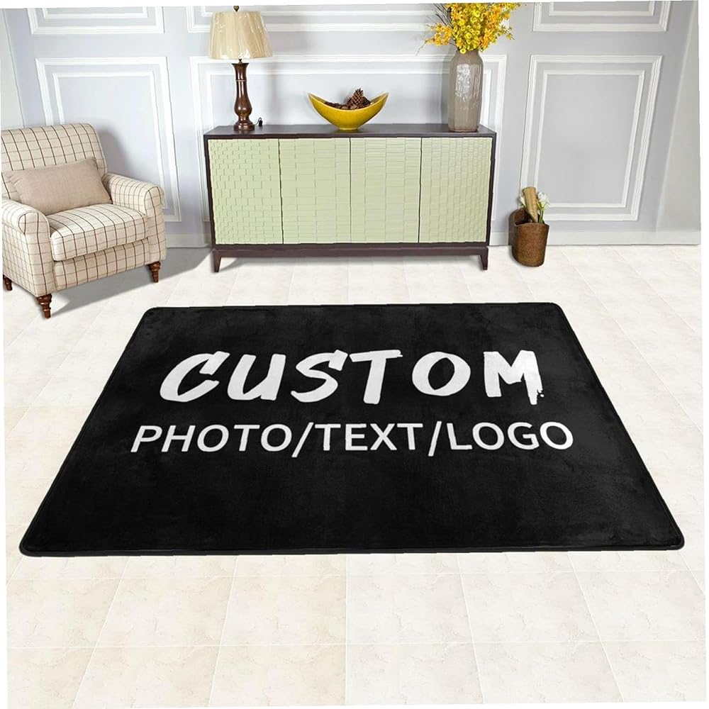Naispanda Tapis personnalisé avec Image Photo et Logo - Tapis personnalisé antidérapant Lavable - pour Maison, Bureau, Chambre à Coucher, Salon, intérieur et extérieur - 182 x 120 cm : Cuisine et Maison