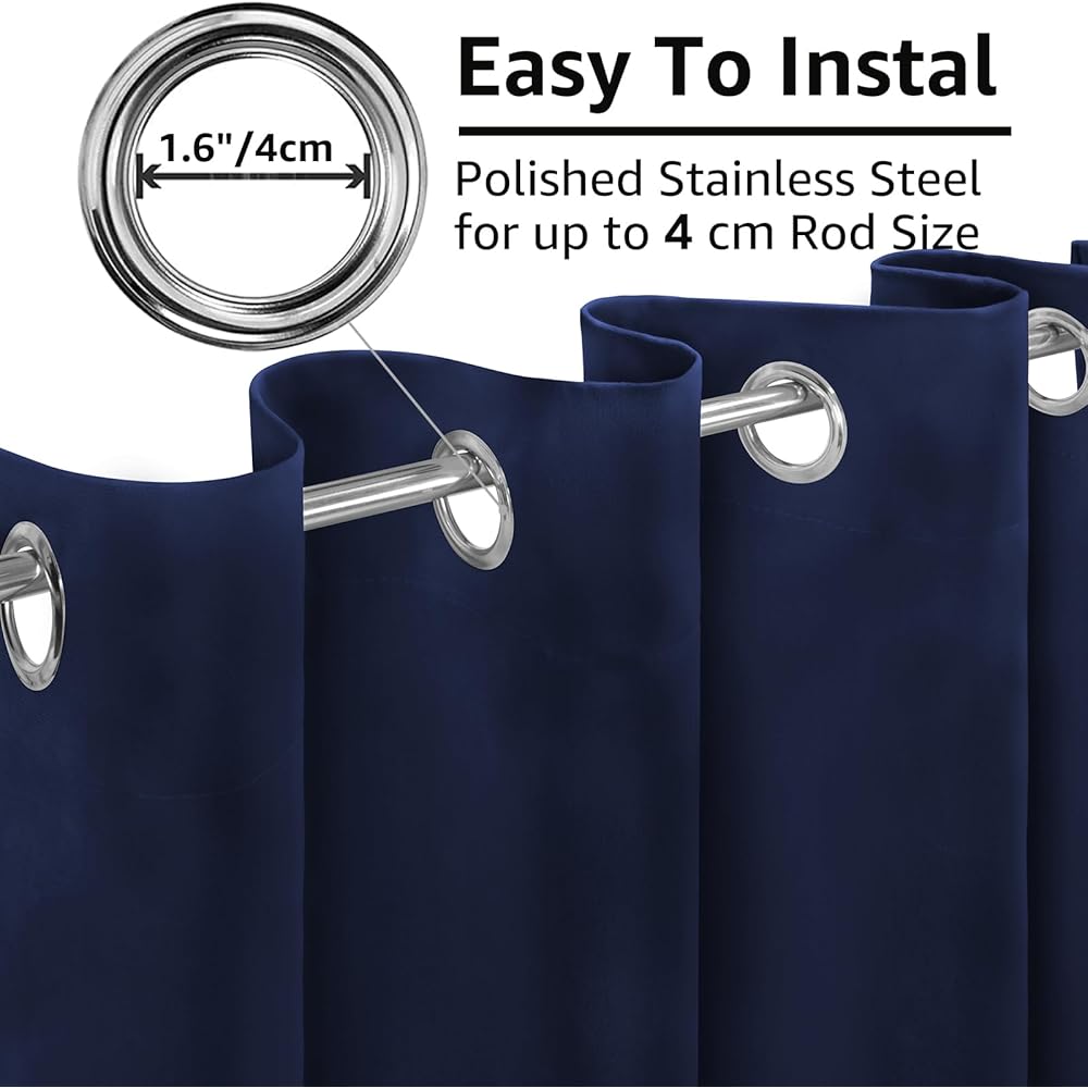 Ystyle Rideau Velours Thermiques Lot De 2, Rideau 100% Occultant, 140×300cm, Rideau Thermique Isolant Anti Froid, Rideau Opaque Salon Moderne, Rideau Phonique Anti Bruit Chambre, Bleu : Cuisine et Maison