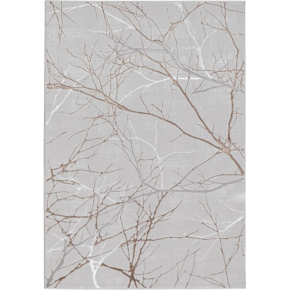 Mia's Teppiche Cielo Tapis Moderne à Poils Courts, Salon, Chambre à Coucher, Brillance Élégante, Fibre Brillante, Effet Haut-Bas, Plume,Gris,120 x 170 cm : Cuisine et Maison