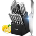 Yabano Couteaux de Cuisine, 16 set couteau cuisine en Acier Inoxydable, couteau cuisine professionnelle avec Support en Bois : Cuisine et Maison