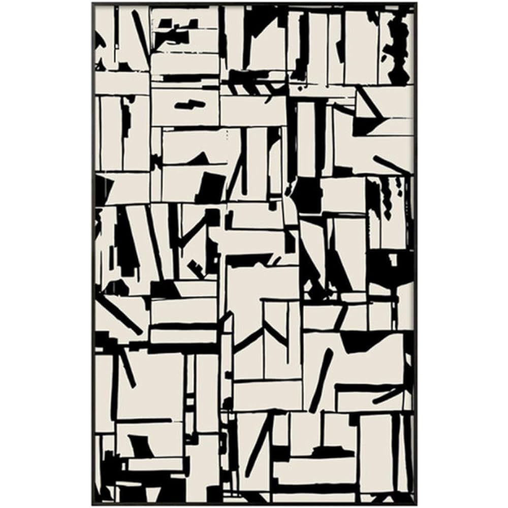 KADING Moderne Style Industriel Noir et Blanc Peinture Murale Beige Géométrique Art Print Home Decor pour Salon Intérieur Affiches 60x92cm(24x36in) Cadre Intérieur : Cuisine et Maison