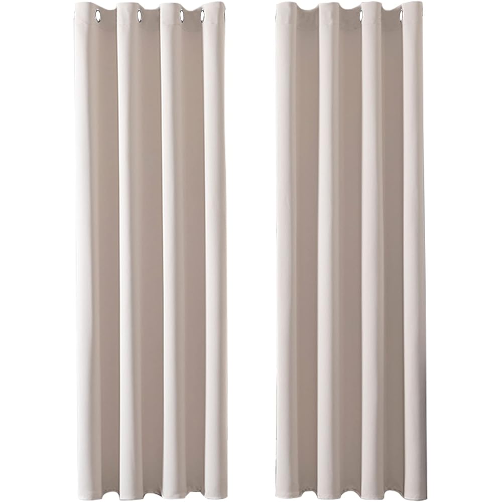 MRTREES Rideau Occultant Thermiques 140x270 cm Beige Rideau Thermique Isolant Anti Froid Chaleur pour Salon Chambre Rideau Séparation de Pièce pour Cuisine Rideau Dressing Lot de 2 à Oeillets : Cuisine et Maison