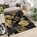 SANSJI Tapis de Chambre Luxe Noir Et Feuille d'or, Entretien Facile Intérieur Moquette, Feuille De Bananier Tropical Lavable Tapis Intérieur - pour Décor Chambre d'enfant 140 x 200 cm : Cuisine et Maison