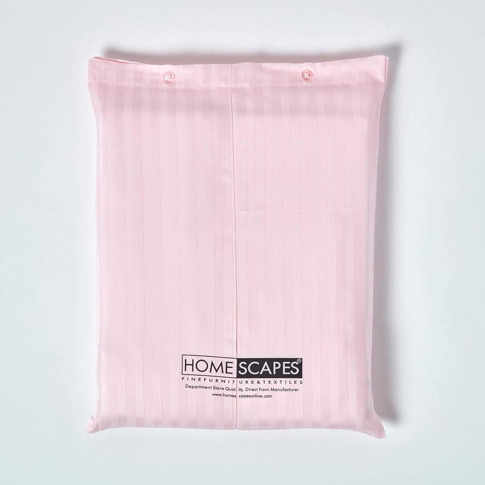 HOMESCAPES Housse de Couette 150x200 cm et 1 taie d’Oreiller 80x80 cm, Parure de lit 1 Personne en Percale de Coton 330 Fils, Coloris Rose : Cuisine et Maison