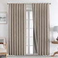 Joydeco 100% Rideau Occultant 2 Pièces, Lin Rideaux Thermique Isolant Anti Froid et Chaleur Opaque Lumiere à Languette Arrière et Passe TringleIsolation Anti Bruit UV Chambre Maison Salon : Cuisine et Maison