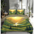 MULERN Parure de lit Coucher De Soleil Collines, Parure de Couette pour Enfants, Paysage Plantes Douce Microfibre Respirante 240x260cm Housse de Couette avec Fermeture éclair et 2 taie d'oreiller : Cuisine et Maison