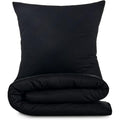 Alreya Renforcé Housse de Couette 100% Coton - 240 x 240 cm - Parure de lit avec 2 taies d'oreiller 80 x 80 cm avec Fermeture éclair - Noir : Cuisine et Maison