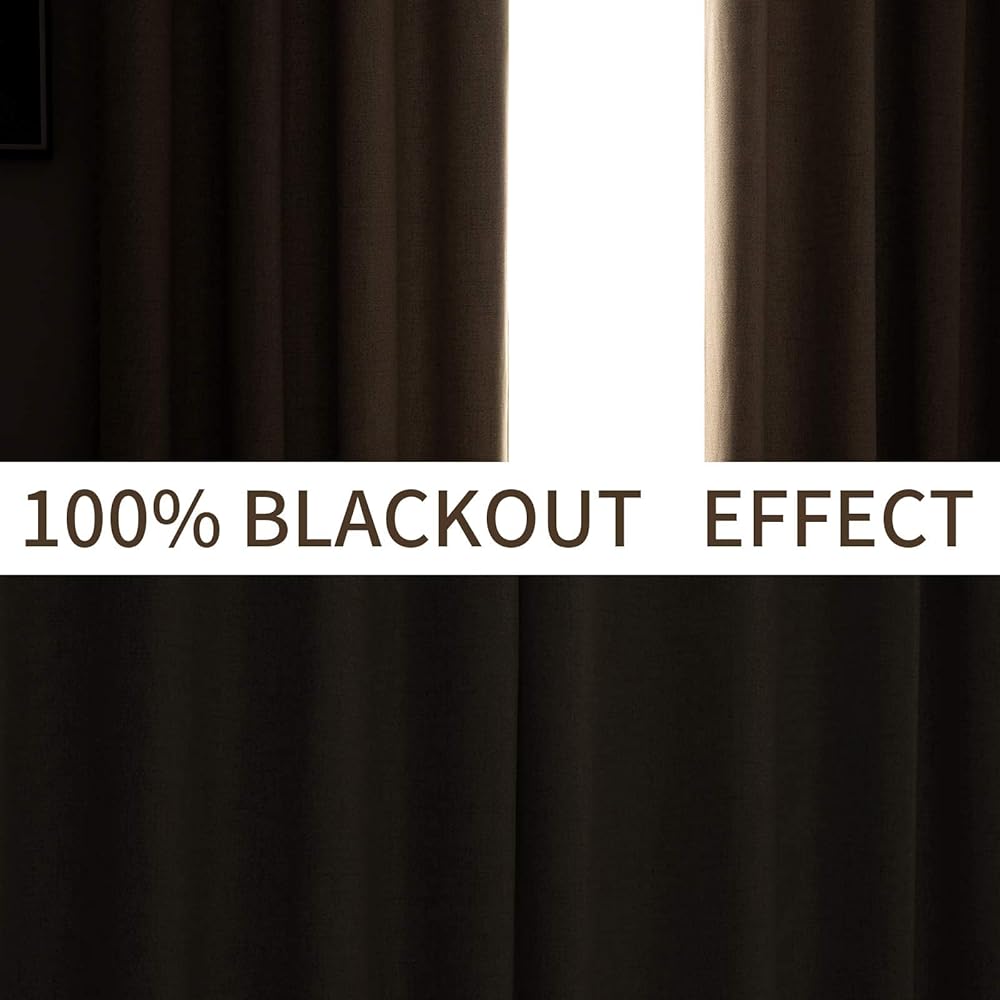 MIULEE Rideaux Opaques Isolants Thermiques avec Oeillets en Lin 100% Occultants - Protection Contre Le Froid pour Le Salon, Lot de 2, 140 x 260 cm, Beige : Cuisine et Maison
