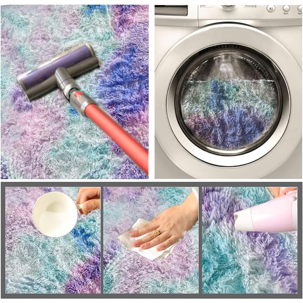 ROHATIM Tapis Salon Shaggy Descente de lit Chambre Grande Taille Tapis Moelleux Carpette pour Chambre Tapis Décoratif de Style Moderne pour Salon Chambre Canapé Natte(Bleu Violet,200 x 300 cm) : Cuisine et Maison