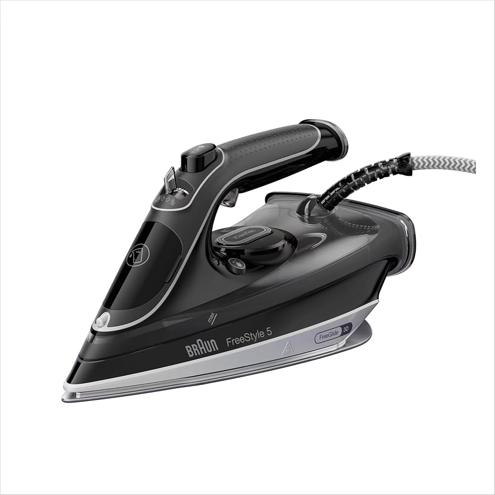 Braun FreeStyle 5 SI 5188 BK, Fer à Repasser avec Semelle FreeGlide 3D, Vapeur Verticale, Vapeur en Rafale 220 g/min, Réservoir d'Eau de 330 ml, 2800 W, Noir : Cuisine et Maison