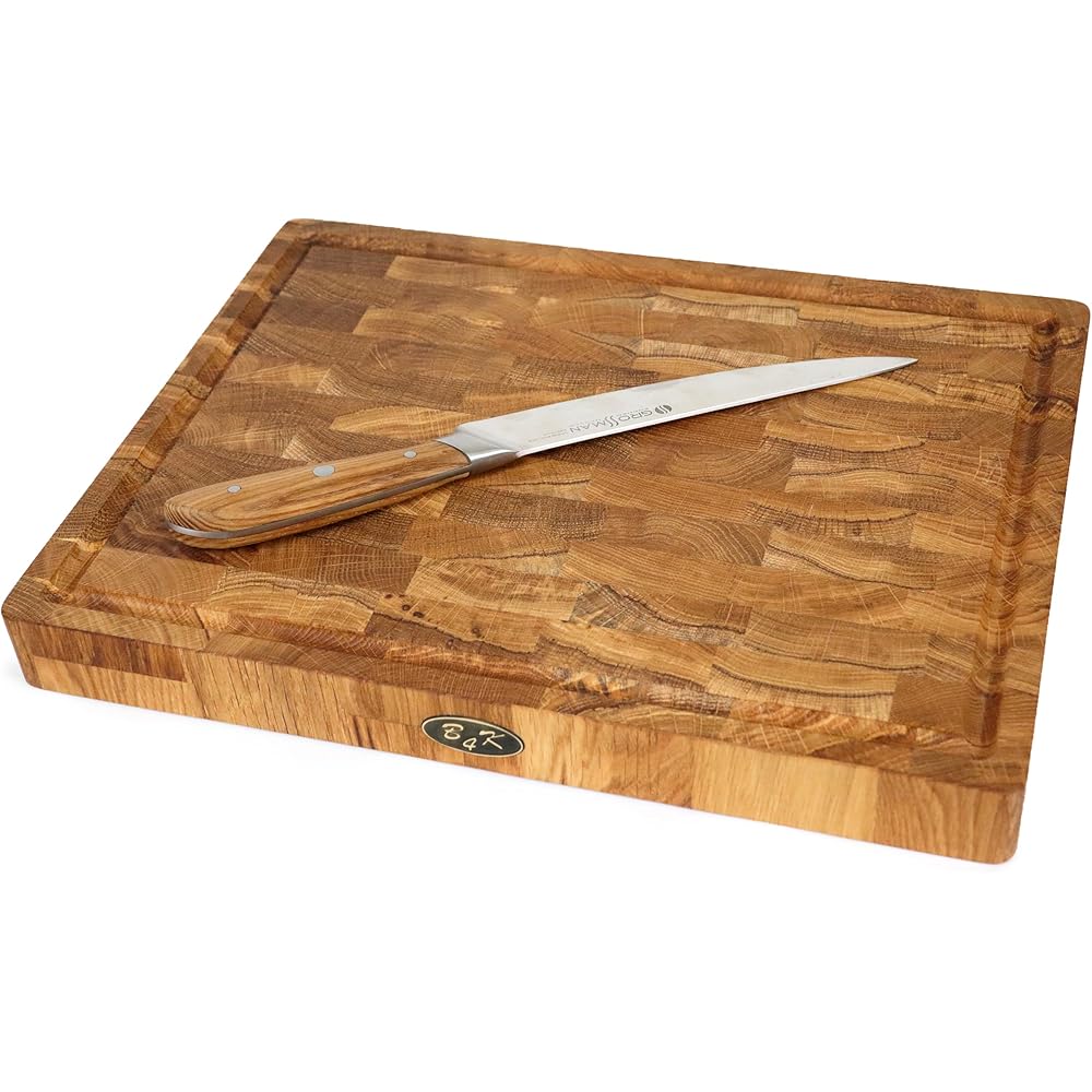 B4K® 40х30х4 cm Bloc à découper en bois de chêne | Planche en bois de cerveau avec poignées et pieds en silicone | Planche à découper antibactérienne | Planche à découper (40х30х4cm), XP15KTODN6 : Cuisine et Maison