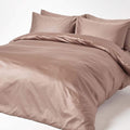 HOMESCAPES Parure de lit avec Housse de Couette 200x200 cm et 2 taies d’Oreiller Unies en Coton égyptien Bio 400 Fils, Coloris Marron : Cuisine et Maison