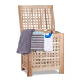 Relaxdays 10020619 Coffre à linge en noyer avec couvercle sac amovible 70 Litres panier à linge bois corbeille, nature - HxlxP: 55,5 x 52,5 x 39,5 cm : Cuisine et Maison