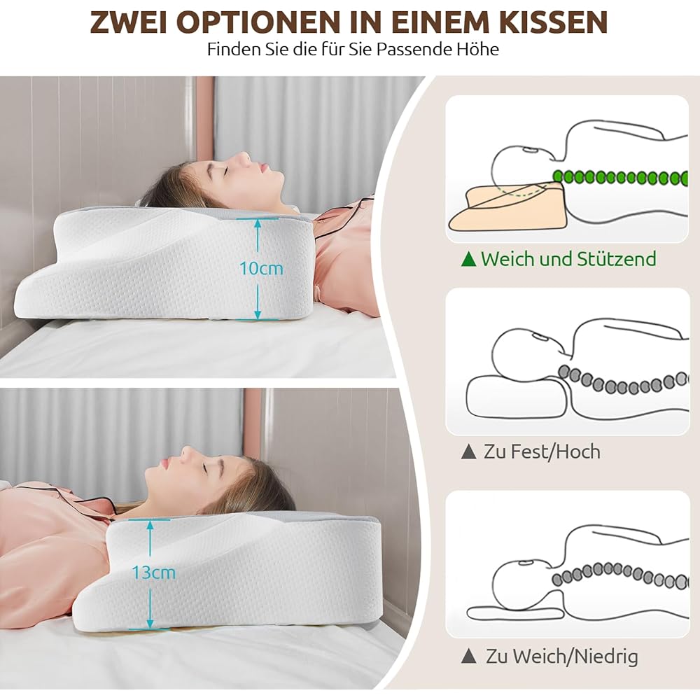DONAMA Oreiller cervical en mousse à mémoire de forme pour les personnes dormant sur le côté, le dos et le ventre, KH1067 : Cuisine et Maison