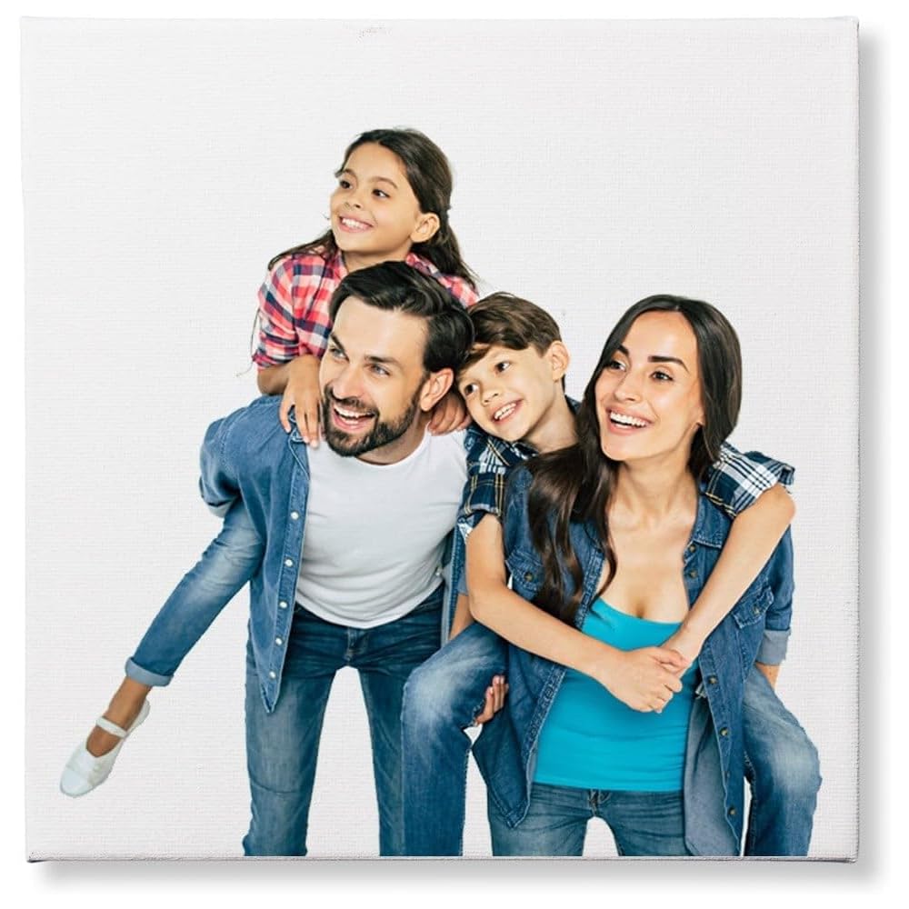 Tableau personnalisé photo carré – Toile personnalisée sur cadre bois – Tableau personnalisable multi-taille – Cadeau personnalisé noël, fête mères : Cuisine et Maison