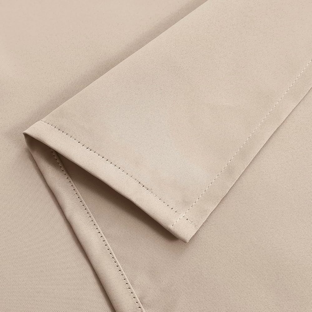 JIUZHEN Rideaux Occultants Galon Fronceur pour Rail Lot de 2 Rideau Isolant Thermique Anti UV Double Rideaux Decoration Bloquer Lumiere pour Salon Chambre 140x260cm(LxH) Beige : Cuisine et Maison
