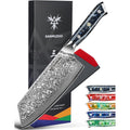 SANMUZUO Damas Couteau Nakiri avec Lame 19 cm Professionnel Couteaux de Cuisine en VG-10 67 Couche Damas Acier avec Poignée en Résine(Noir étoilé) - Xuan Série : Cuisine et Maison