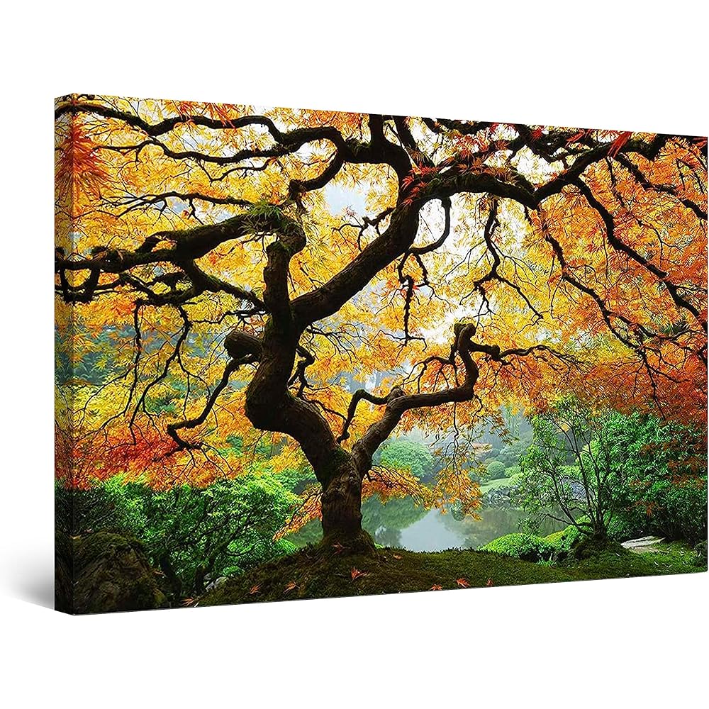 Startonight Impression Sur Toile Arbre d'érable, Tableau Nature- Decoration Murale Salon Moderne - Image sur Toile - Grande 80 x 120 cm Idée Cadeau Élégante et Originale Effet Lumineux Nocturne : Bébé et Puériculture