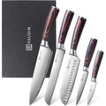 PAUDIN Set Couteau Cuisine Professionnel, 5 Pièces Ensembles de Couteau Japonais Tranchants, Acier Inoxydable, Couteau de Chef Santoku Universel Fruit Pain, Manche en Bois : Cuisine et Maison