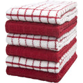 Lot de 6 torchons de Cuisine 40,6 x 71,1 cm | Torchons de Cuisine très absorbants, Doux avec Boucle de Suspension | Coton Naturel filé à l'anneau | 380 g/m² | Motif à Carreaux Rouges : Cuisine et Maison