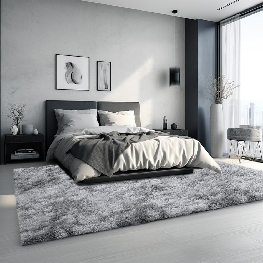 Sour Lemon Tapis de Salon, à Poils Longs, Tapis Chambre Gris, 200 x 300 cm, antidérapant, Extra Large, Moelleux et Moderne, pour Chambre à Coucher, Chambre d'enfant : Cuisine et Maison