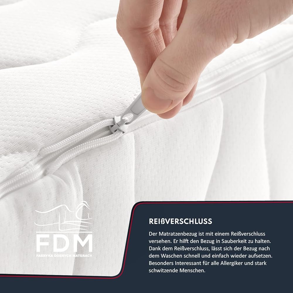 FDM Select Max Double Matelas 140x200 cm Mousse à Mémoire de Forme Épaisseur 24 cm Fermeté H3 H4 Matelas à Deux Faces 7 Zones de Confort Housse Lavable Oeko-TEX Hypoallergénique : Cuisine et Maison