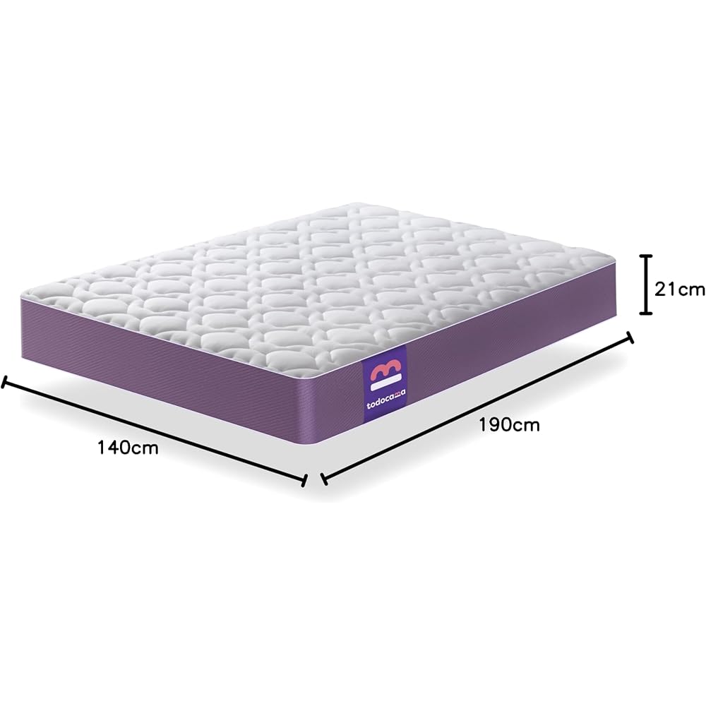 Todocama Airsoft Matelas, mémoire de Forme Gel Mousse de polyuréthane, Blanc, 140x190 cm : Cuisine et Maison
