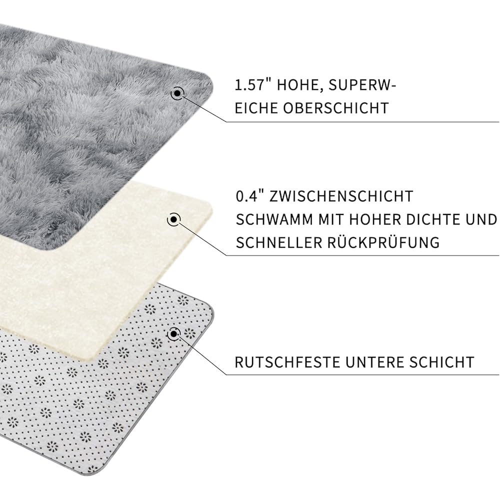 Sour Lemon Tapis de Salon, à Poils Longs, Tapis Chambre Gris, 200 x 300 cm, antidérapant, Extra Large, Moelleux et Moderne, pour Chambre à Coucher, Chambre d'enfant : Cuisine et Maison
