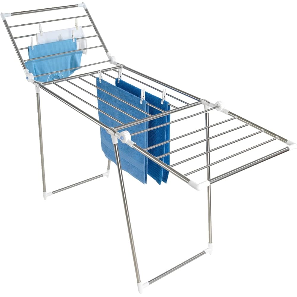 WENKO Sèche-Linge à Bras Profi Plus Pliable à Plat Argent Mat : Cuisine et Maison