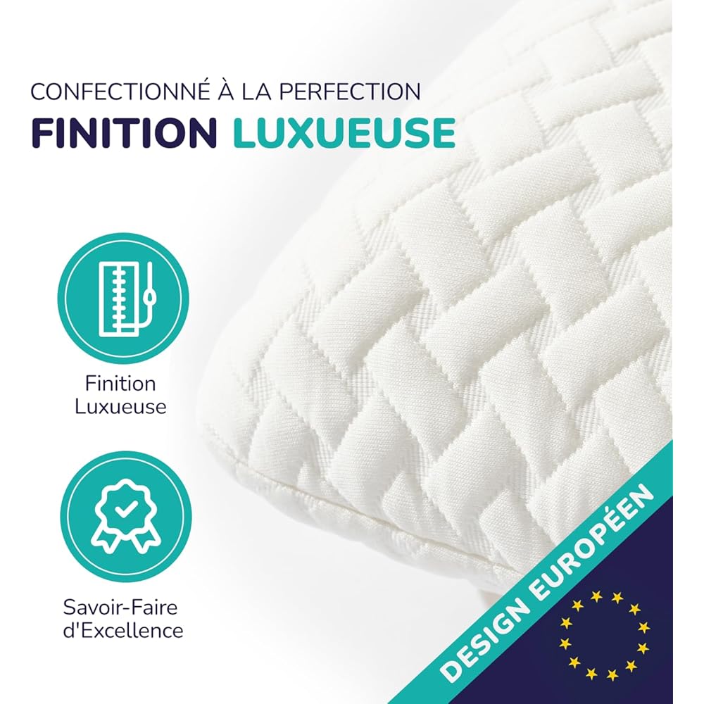 ZenPur Lot de 2 Oreillers Cervicaux Mémoire de Forme 40x60 - Coussins Ergonomiques Anti-Douleurs Cervicales - Mi-Ferme, Housse Bambou Premium, Certifié Oeko-TEX : Cuisine et Maison