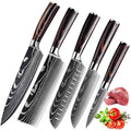 MDHAND Couteaux de Cuisine, Couteau Japonais Tranchant en acier inoxydable en plusieurs tailles avec Poignée confortable, Couteau de Chef Antirouille Cuisine et Cadeau Disponibles (5PCS) : Cuisine et Maison