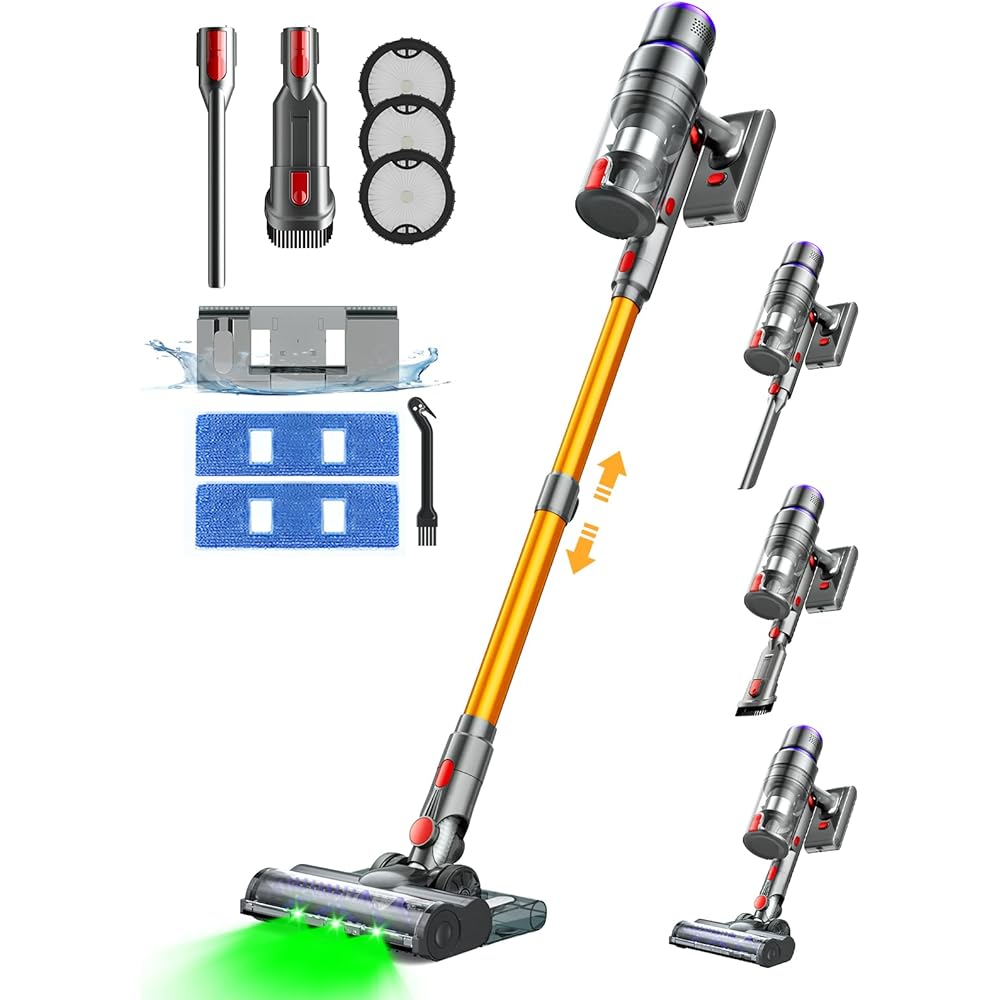 VACTechPro Aspirateur Balai sans Fil V15 MOPX, Aspirateur Laveur sans Fil avec Fonction Nettoyage de Sol,60 Minutes d'Autonomie avec Batterie Amovible,pour Le Nettoyage de Tous Types de Sols et Tapis : Cuisine et Maison